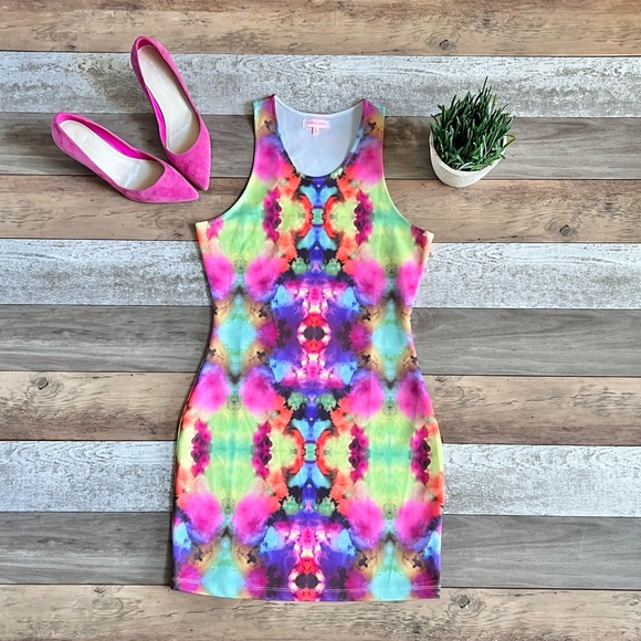 SOLD. Nameless Tie Dye Bodycon Mini Dress Size Medium - Picture 2 of 13